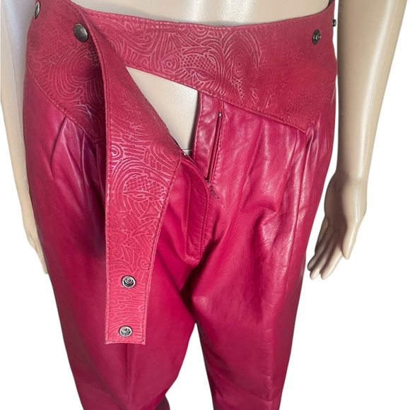 VTG Sibylle Lynn Made in Canada Soft Leather Oxblood Blazer/pants size 8 New! - Picture 12 of 16